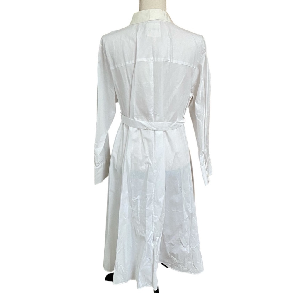 Dubgee by Whoopi NWT White Hi-Low Belted Shirt Dress Tunic XL Cotton - Picture 8 of 13